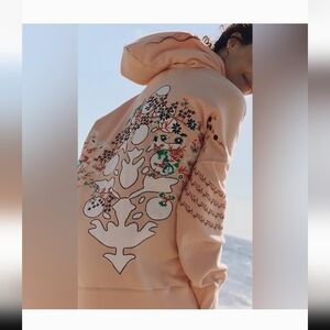 Free People Peach Floral Hoodie